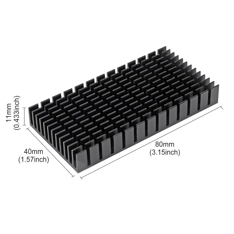 Manesi 4PCS Aluminum Heat Sink with Thermal Conductive Adhesive Tape, 80×40×11mm Heatsink Cooler for Cooling VRM GPU Stepper Driver 3D Printer Stepper Motor - Image 3